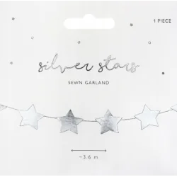 GIRLANDA GWIAZDKI SREBRNA 3.6M PARTYDECO