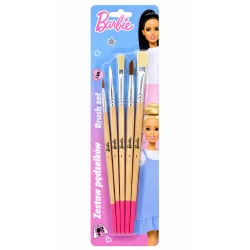 PĘDZELKI SZKOLNE Z NATURALNEGO WŁOSIA 5 SZTUK BARBIE