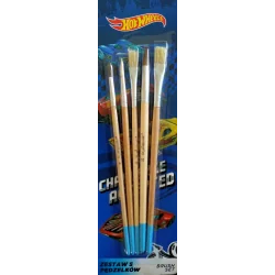 PĘDZELKI SZKOLNE Z NATURALNEGO WŁOSIA 5 SZTUK HOT WHEELS