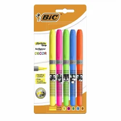ZAKREŚLACZE Z KAUCZUKOWYM UCHWYTEM 5 KOLORÓW HIGHLIGHTER BIC