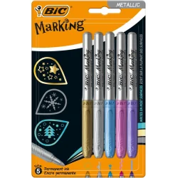 MARKERY PERMANENTNE METALICZNE 5 KOLORÓW BIC