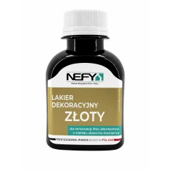 LAKIER DEKORACYJNY ZŁOTY DO METALU, DREWNA I KAMIENIA 80ML NEFY