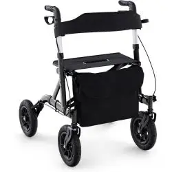 ROLLATOR CHODZIK BALKONIK DLA SENIORA 2W1 COSTWAY Z SIEDZISKIEM I OPARCIEM DO 136 KG
