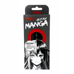 ZESTAW MANGA OŁÓWEK AUTOMATYCZNY, BRUSH SIGN PEN, POINTLINER PENTEL