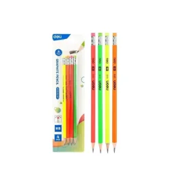 OŁÓWEK NEONOWY HB Z GUMKĄ 4 SZTUKI DELI