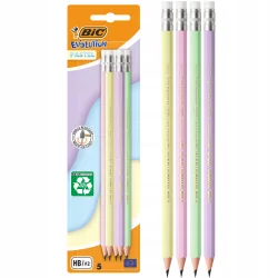 OŁÓWEK Z GUMKĄ HB EVOLUTION PASTEL 5 SZTUK BIC