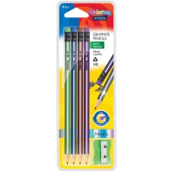OŁÓWKI Z GUMKĄ METALLIC 4 SZTUKI + TEMPERÓWKA COLORINO