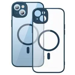 ETUI FRAME PRZEZROCZYSTE IPHONE 14 PLUS SZKŁO HARTOWANE NIEBIESKIE BASEUS