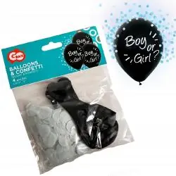 BALONY NA BABY SHOWER NIEBIESKIE KONFETTI 12 CALI 4 SZT