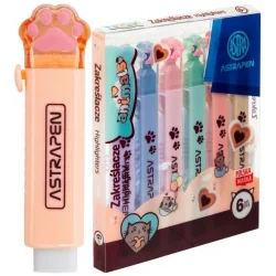 ZAKREŚLACZE Z ŁAPKAMI ANIMALS CHOCO 6 KOLORÓW ASTRA