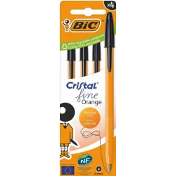 DŁUGOPIS ORANGE FINE CRISTAL CZARNY 4 SZTUKI BIC