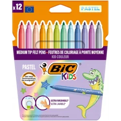 KIDS FLAMASTRY PASTELOWE WODNE 12 KOLORÓW BIC