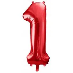 BALON FOLIOWY CYFRA 1 CZERWONY 86 CM NA HEL LUB POWIETRZE