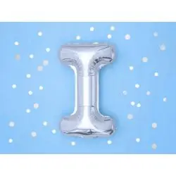 SREBRNY BALON FOLIOWY LITERA I 35 CM