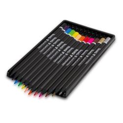 KREDKI OŁÓWKOWE Z CZARNEGO DREWNA 12 KOLORÓW + TEMPERÓWKA COLORINO KIDS - Patio