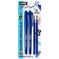 DŁUGOPIS WYMAZYWALNY NIEBIESKI 2 SZTUKI + WKŁADY LOOZZ