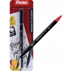 CZARNY DWUSTRONNY PĘDZELEK DO KALIGRAFII I LITERNICTWA PENTEL
