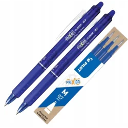 DŁUGOPISY WYMAZYWALNE PILOT FRIXION CLICKER 0,7 NIEBIESKIE 2 SZTUKI + WKŁADY