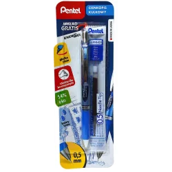 CIENKOPIS ŻELOWY KULKOWY 0,5 MM NIEBIESKI + WKŁAD PENTEL
