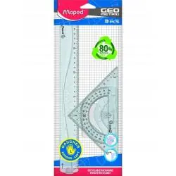 ZESTAW GEOMETRYCZNY DLA LEWORĘCZNYCH LINIJKA EKIERKI KĄTOMIERZ 30 CM