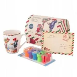 KUBEK PORCELANOWY ŚWIĄTECZNY 350 ML ZESTAW PREZENTOWY MIKOŁAJ