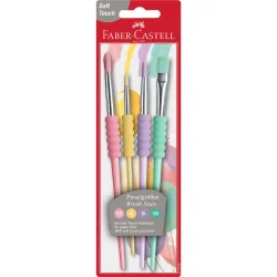 PĘDZLE SZKOLNE Z MIĘKKIM UCHWYTEM 4 SZT. FABER-CASTELL