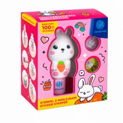 STEMPEL Z NAKLEJKAMI KRÓLIK 100 NAKLEJEK WIELOKROTNEGO UŻYTKU + KSIĄŻECZKA ASTRA