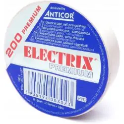 TAŚMA IZOLACYJNA ELECTRIX 200 PREMIUM BIAŁA 19 MM X 18 M ANTICOR