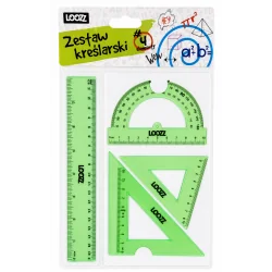 ZESTAW GEOMETRYCZNY KREŚLARSKI 4 ELEMENTY LOOZZ