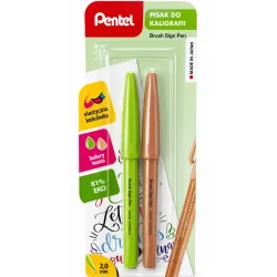 PISAK PĘDZELKOWY DO KALIGRAFII 2 KOLORY PENTEL BRUSH SIGN PEN