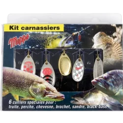 ZESTAW BŁYSTEK OBROTOWYCH MEPPS KIT CARNASSIERS DRAPIEŻNIKI 6 SZTUK