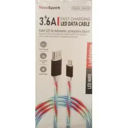 KABEL LED USB-A LIGHTNING 3.6A 100 CM DO ŁADOWANIA I PRZESYŁANIA DANYCH NOVA EPOCH