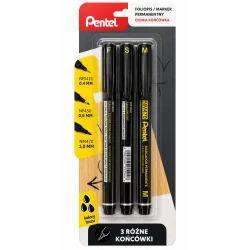 FOLIOPIS MARKER PERMANENTNY CZARNY 3 SZTUKI PENTEL