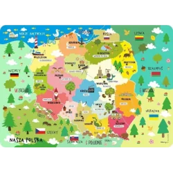 PODKŁADKA NA BIURKO DWUSTRONNA POLSKA MAPA EDUKACYJNA