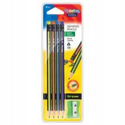 OŁÓWKI TRÓJKĄTNE HB STRIPES 4 SZTUK Z GUMKĄ + TEMPERÓWKA COLORINO