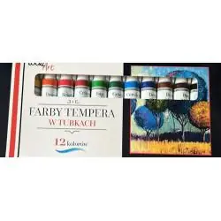 ZESTAW 12 FARB TEMPERA 12 KOLORÓW W TUBKACH PO 12 ML