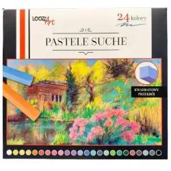 SUCHE PASTELE KWADRATOWE 24 SZTUKI DO PRAC PLASTYCZNYCH