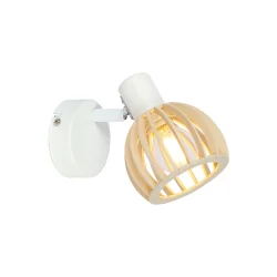 LAMPA ŚCIENNA KINKIET 1X25W E14 BIAŁY DREWNO ATARRI
