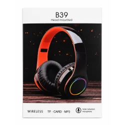 SŁUCHAWKI BEZPRZEWODOWE B39 BLUETOOTH 5.0 RGB MIKROFON MICRO SD
