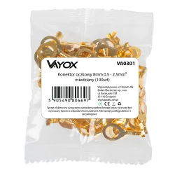 KONEKTOR OCZKOWY VAYOX VA0301 8 MM 0,5-2,5 MM² MIEDZIANY 100 SZT.