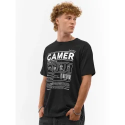 KOSZULKA MĘSKA Z NADRUKIEM GAMER BAWEŁNA ROZMIAR L