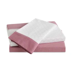 KOMPLET POŚCIELI FLANELOWO-BAWEŁNIANEJ EIRA WARM PINK GRAN 240 X 270 CM 4 ELEMENTY