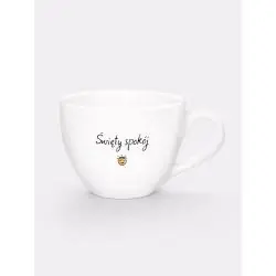 KUBEK Z NAPISEM ŚWIĘTY SPOKÓJ BIAŁY Z UCHEM 500 ML