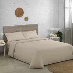 KOMPLET POŚCIELI QUTUN BAWEŁNA ORGANICZNA 4 ELEMENTY BEŻOWA 260X280 CM