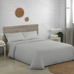 KOMPLET POŚCIELI QUTUN BAWEŁNA ORGANICZNA 4 ELEMENTY JASNOSZARA 240X280 CM