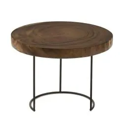 DREWNIANY STOLIK BOCZNY INDUSTRIALNY DO SALONU 50 CM THAI NATURA DREWNO NATURALNE METAL