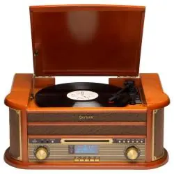 GRAMOFON RETRO DENVER MRD-51 BRĄZOWY CD MP3 USB KASETY RADIO FM