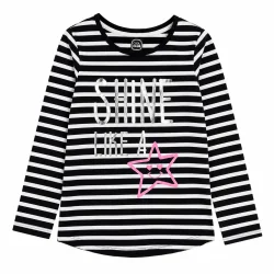 BLUZKA DZIEWCZĘCA W PASKI Z NAPISEM SHINE LIKE A COOL CLUB ROZMIAR 146
