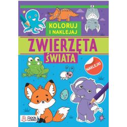 ZWIERZĘTA ŚWIATA. KOLOROWANKI Z NAKLEJKAMI
