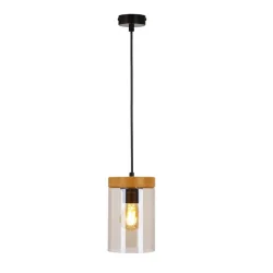 LAMPA WISZĄCA CANDELLUX ARIST 1X E27 DREWNO CZERŃ SZKŁO